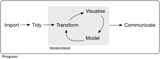 Tidyverse Workflow; Image Wickham and Grolemund